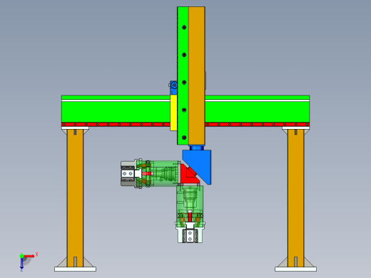 五自由度桁架机器人与仿真设计-龙门机械手含proe三维及10张CAD图俯视缩略图