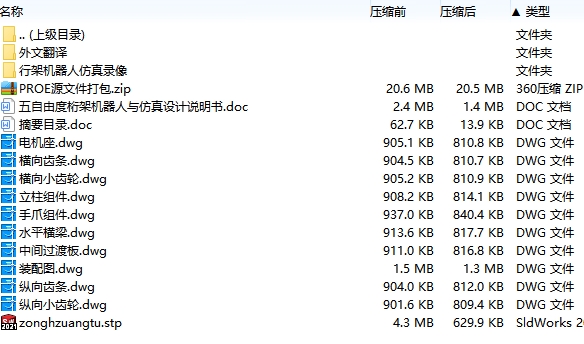 五自由度桁架机器人与仿真设计-龙门机械手含proe三维及10张CAD图
