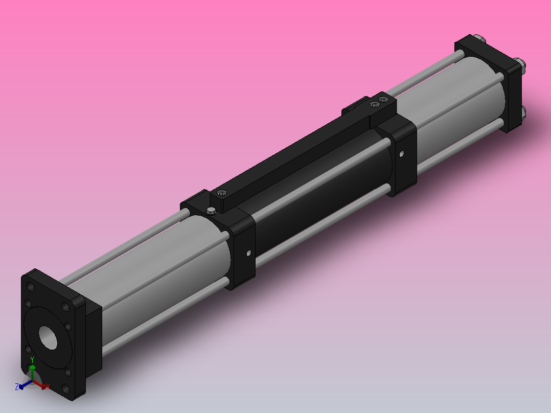 MPTF-3T系列快速型[MPTF-80-200-10-3T-M1-S2-0°]气压增压缸正等轴测图