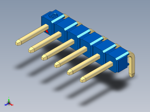 彩色公排针 100mil 2.54mm 系列-DS1022_blue_1x06p_100mil_TypeD_rev1.0
