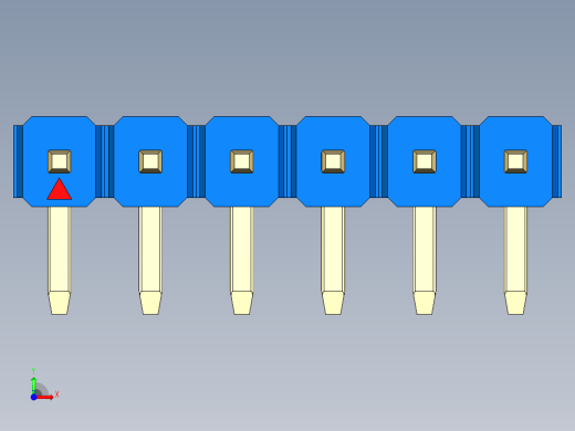 彩色公排针 100mil 2.54mm 系列-DS1022_blue_1x06p_100mil_TypeD_rev1.0前视缩略图