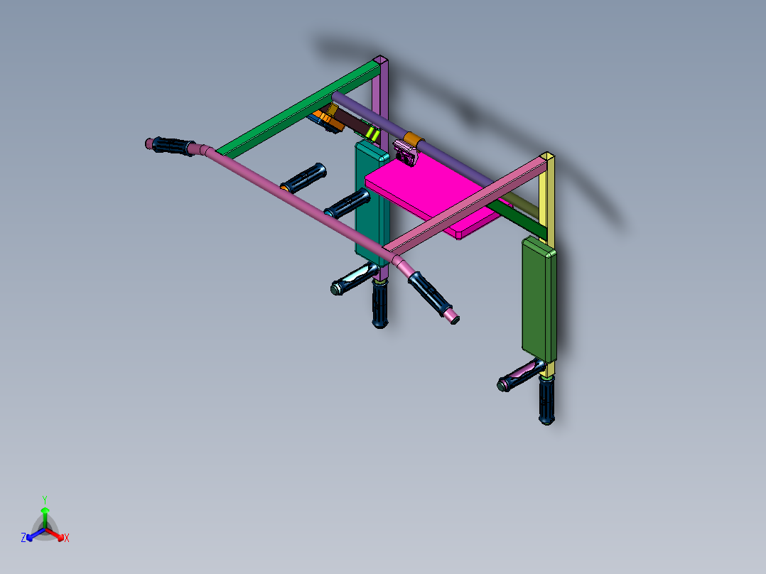 墙体室内引体向上健身器材正等轴测图