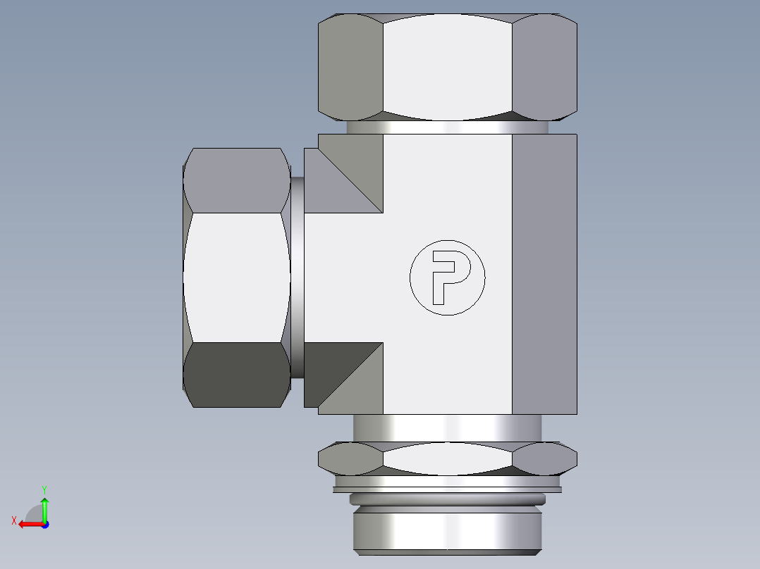 卡套式工业通用硬管接头EO_Adjustable_locknut_run_tee_LEE35LMORCF后视图