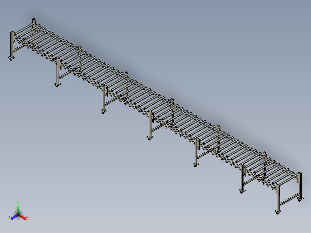 柔性滚筒输送机flexible-roller-conveyor-stp正等轴测图