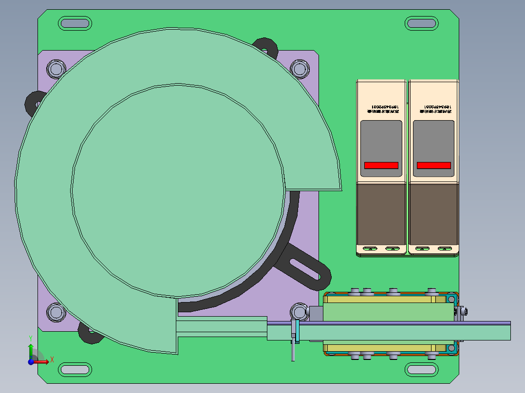 振动盘 外直径350 带直线送料器 250前视图