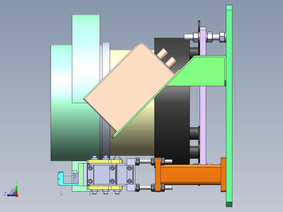 振动盘 外直径350 带直线送料器 250右视图