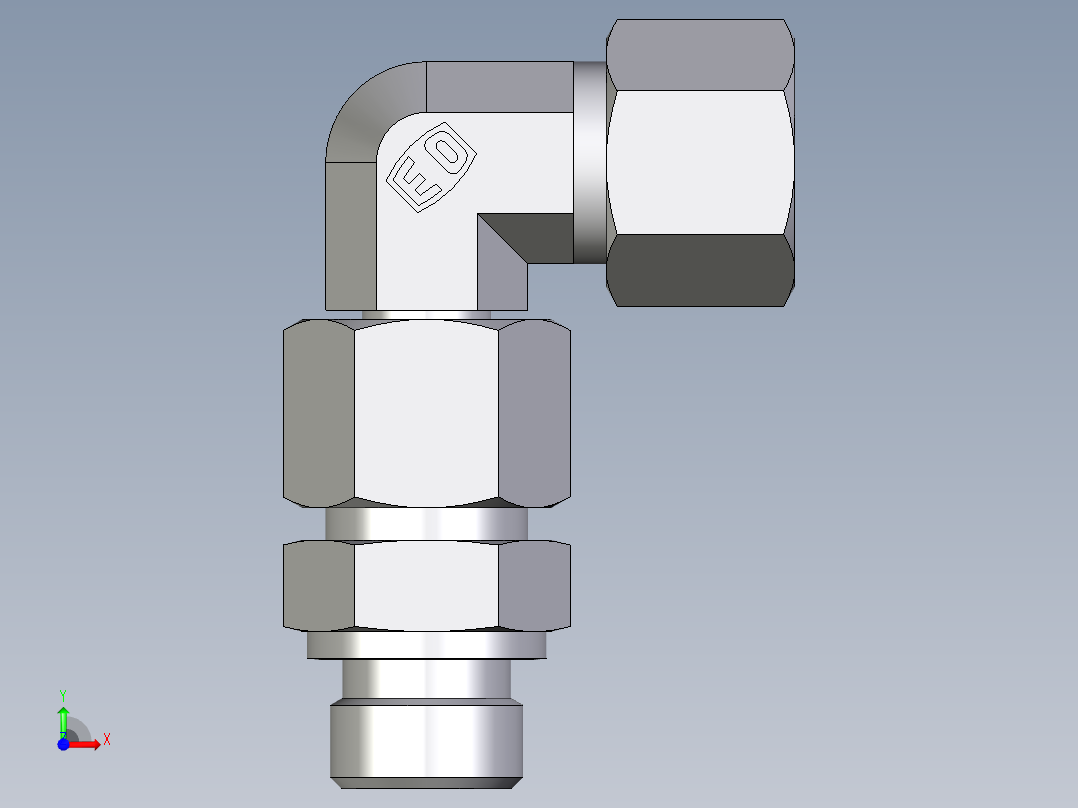 卡套式工业通用硬管接头EO_Assembled_adjustable_standpipe_elbow_EVW14SR71前视图
