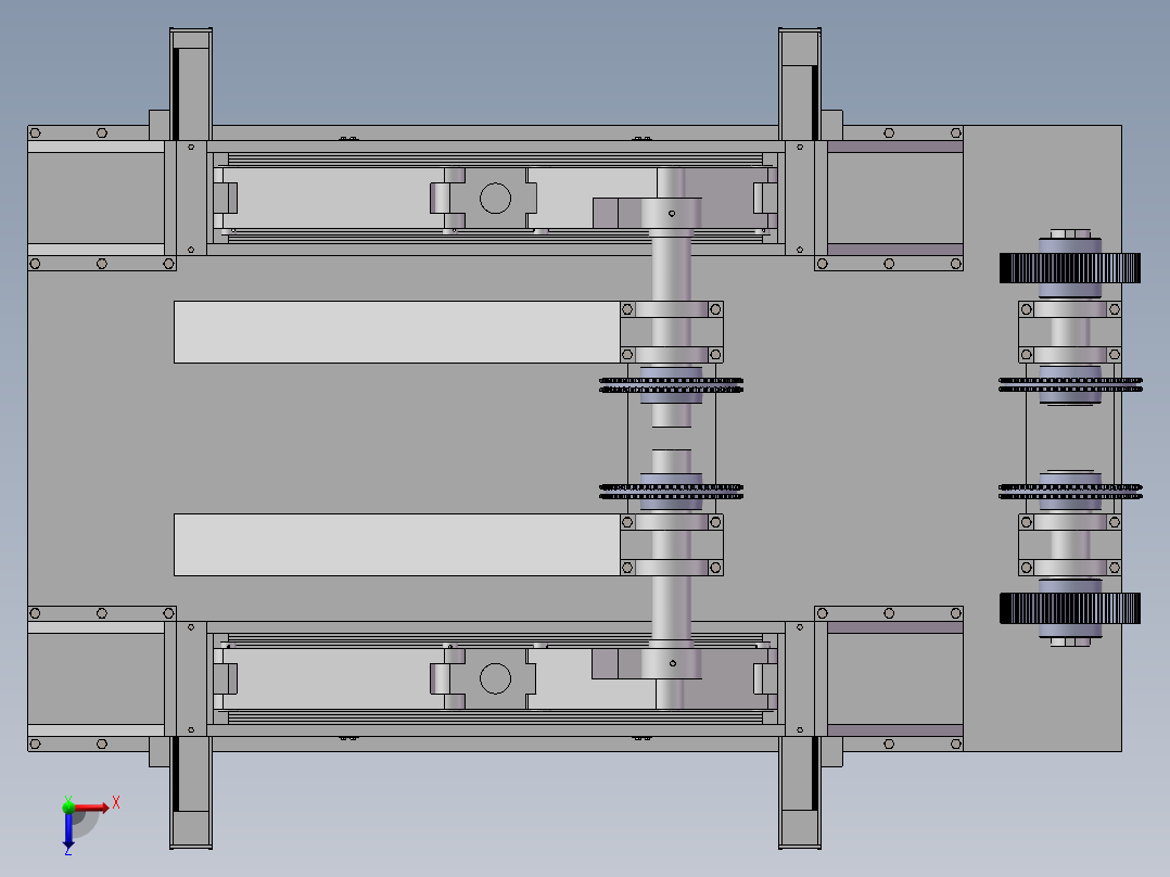 玉米秸秆保留型收割榨汁机挤压榨汁系统的设计说明书及全套图纸俯视图