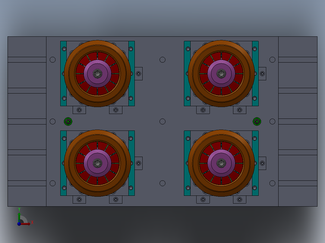 4工位钻孔涨盘工装夹具前视图