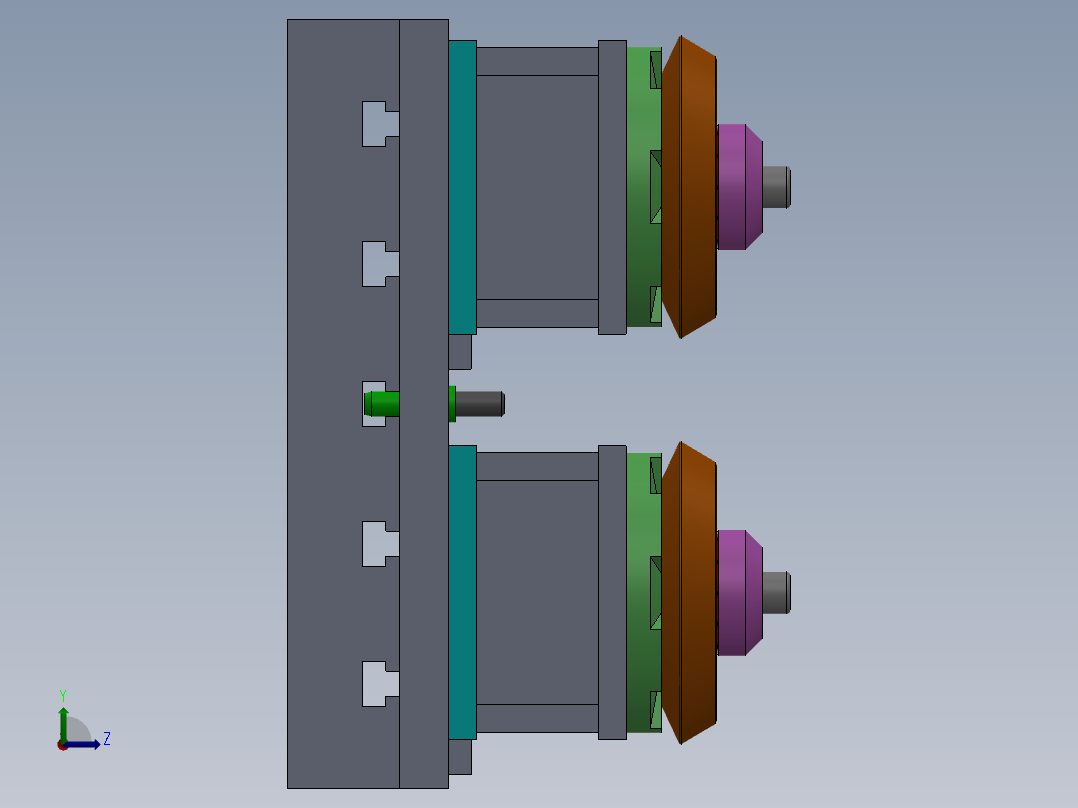 4工位钻孔涨盘工装夹具左视图