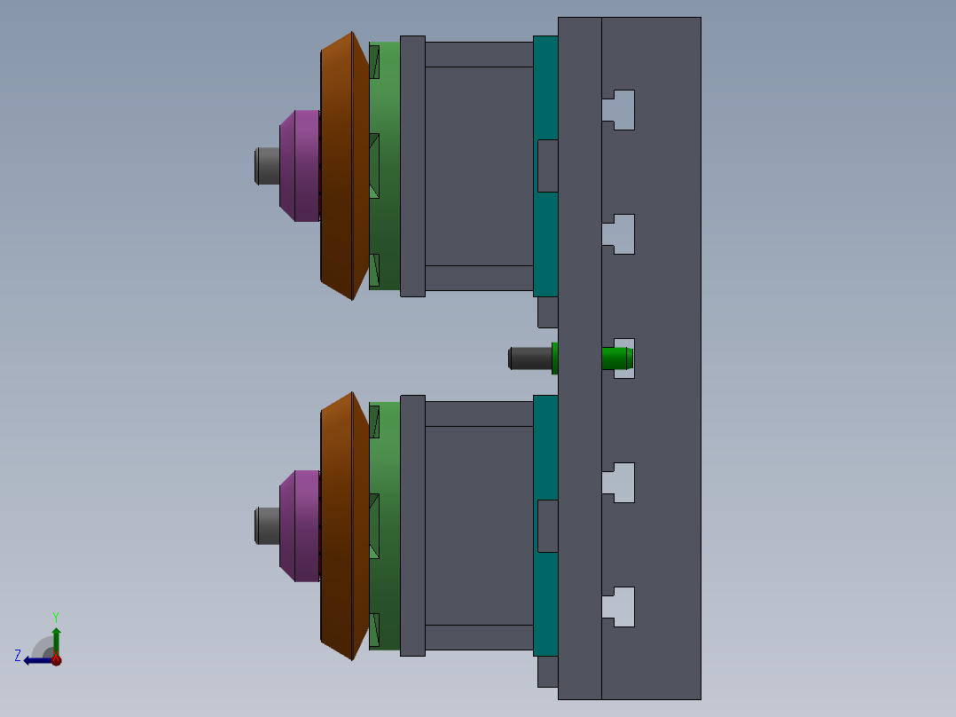 4工位钻孔涨盘工装夹具右视图