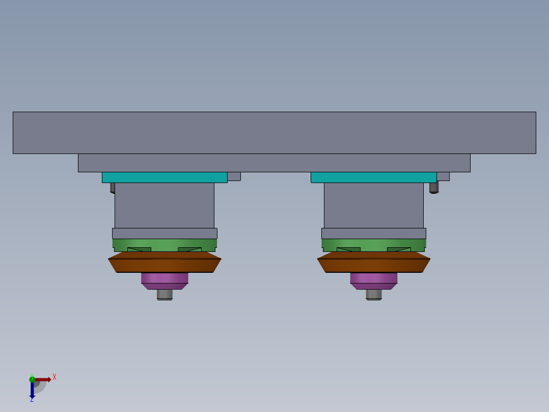 4工位钻孔涨盘工装夹具俯视图