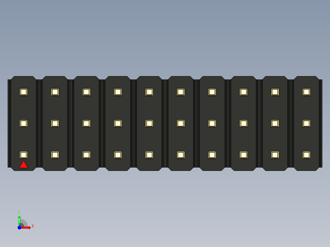 彩色公头100mil（2.54mm）系列-DS1021_black_3x10p_100mil_Type19_rev1.0前视图