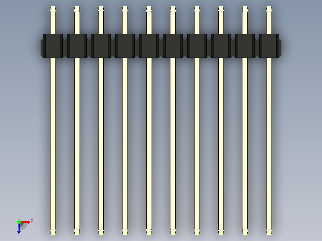 彩色公头100mil（2.54mm）系列-DS1021_black_3x10p_100mil_Type19_rev1.0俯视图