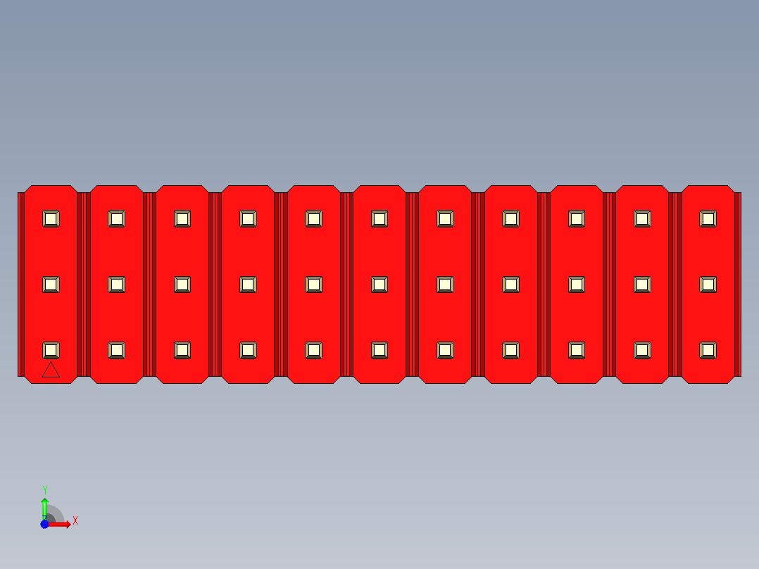 彩色公头100mil（2.54mm）系列-DS1021_red_3x11p_100mil_Type43_rev1.0前视图