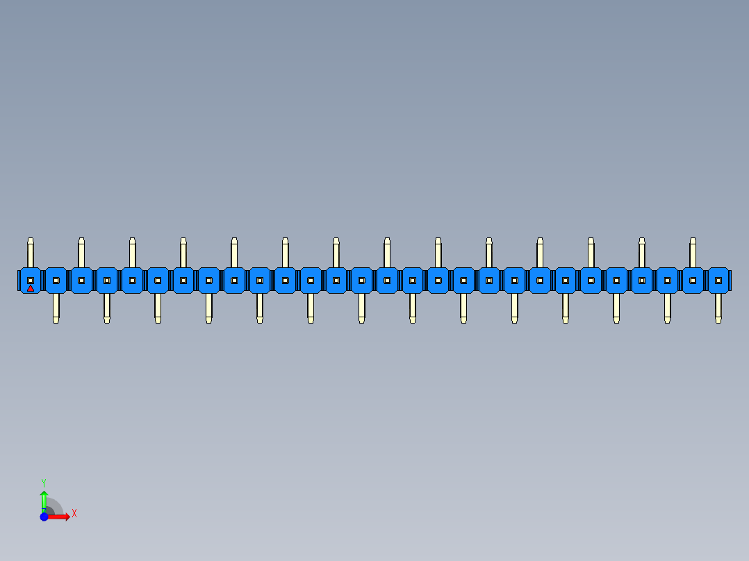 彩色公排针 100mil 2.54mm 系列-DS1022_blue_28p_100mil_Type_SMT_R1_rev1.0前视图