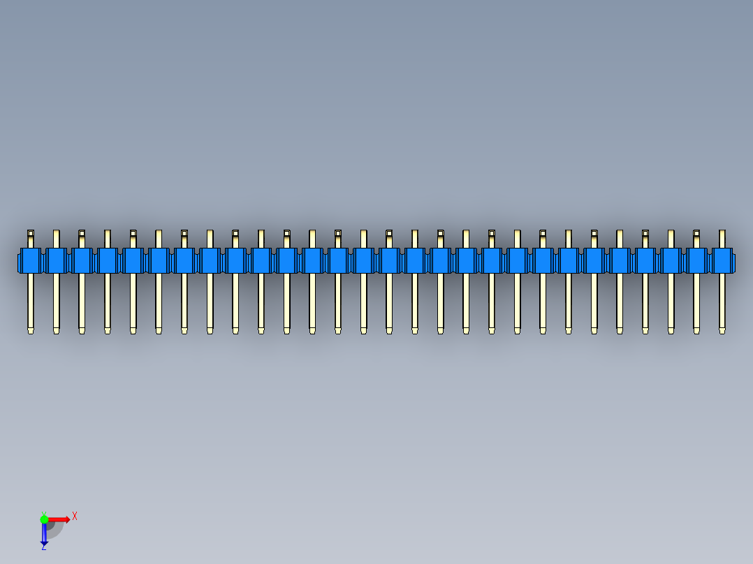 彩色公排针 100mil 2.54mm 系列-DS1022_blue_28p_100mil_Type_SMT_R1_rev1.0俯视图