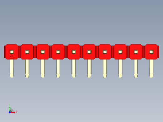 彩色公排针 100mil 2.54mm 系列-DS1022_red_1x10p_100mil_TypeD_rev1.0前视缩略图
