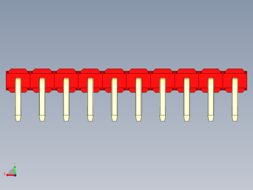 彩色公排针 100mil 2.54mm 系列-DS1022_red_1x10p_100mil_TypeD_rev1.0后视缩略图