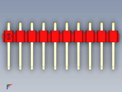 彩色公排针 100mil 2.54mm 系列-DS1022_red_1x10p_100mil_TypeD_rev1.0俯视缩略图