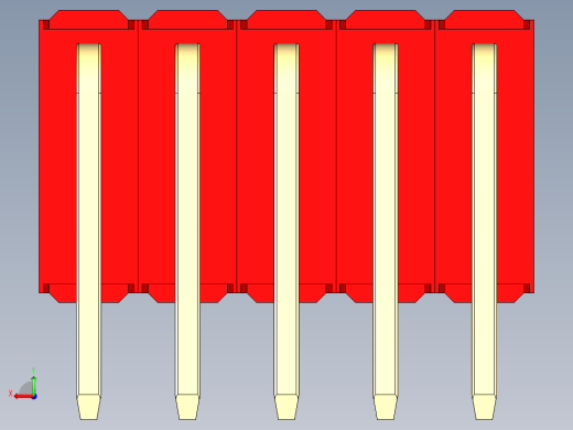 彩色公排针 100mil 2.54mm 系列-DS1022_red_3x05p_100mil_TypeD_rev1.0后视缩略图