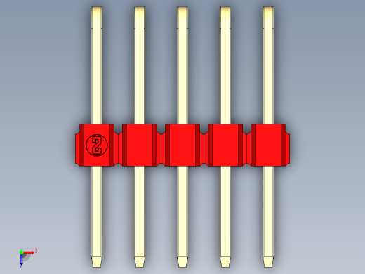 彩色公排针 100mil 2.54mm 系列-DS1022_red_3x05p_100mil_TypeD_rev1.0俯视缩略图