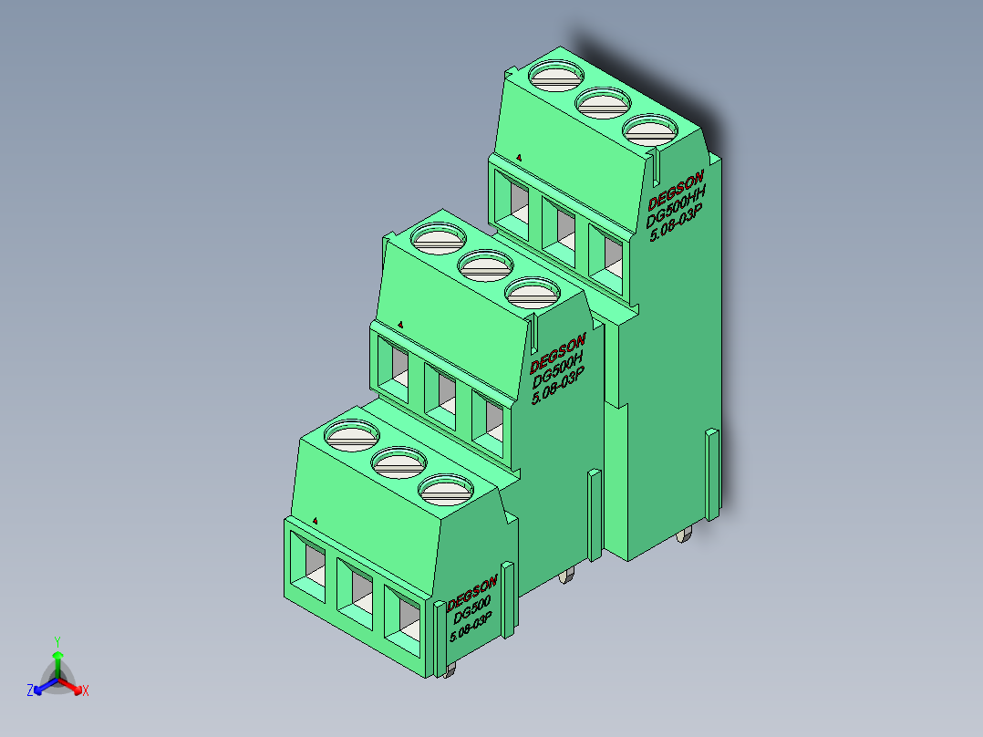 DEGSON DG500 系列 5.05.087.62mm 接线端子-DG500A3-5.08-09P-14-00AH主视图