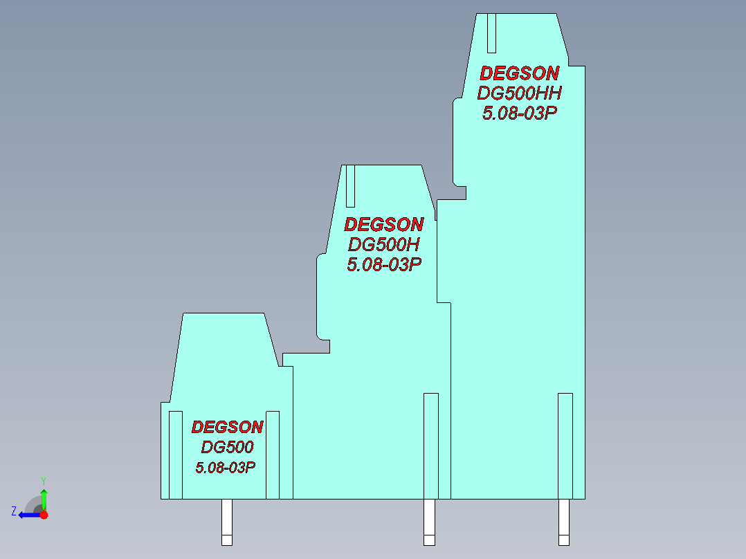 DEGSON DG500 系列 5.05.087.62mm 接线端子-DG500A3-5.08-09P-14-00AH右视图