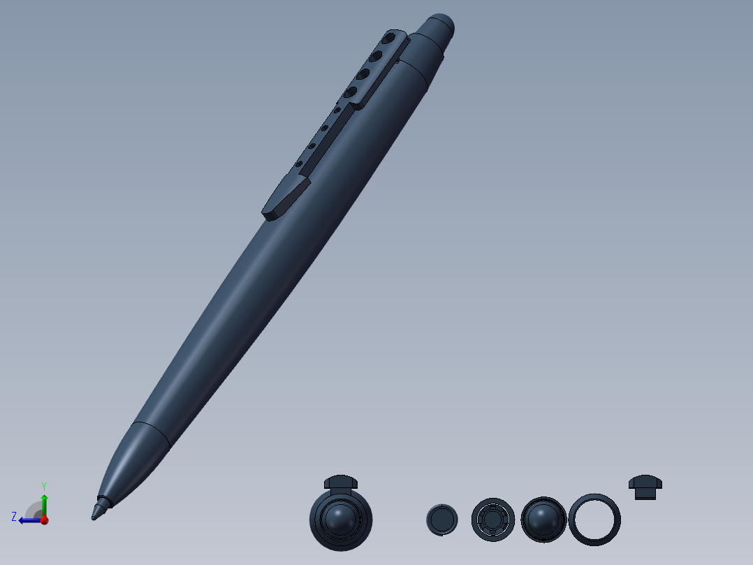 自动圆珠笔右视图