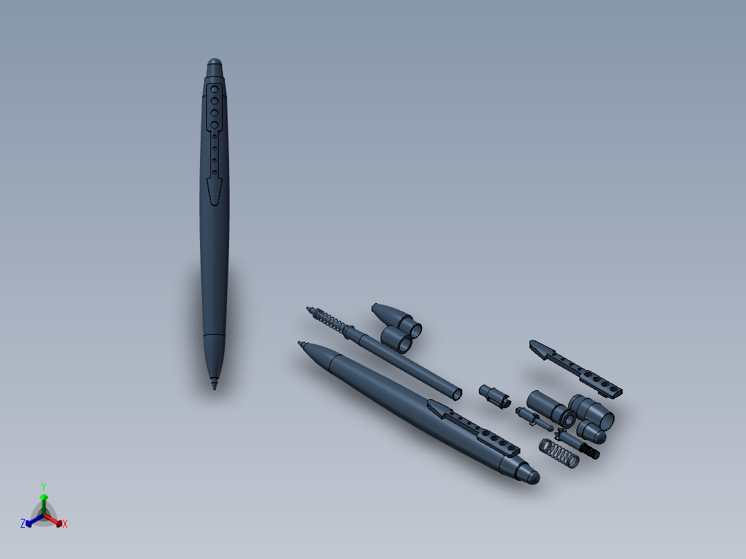 自动圆珠笔正等轴测图