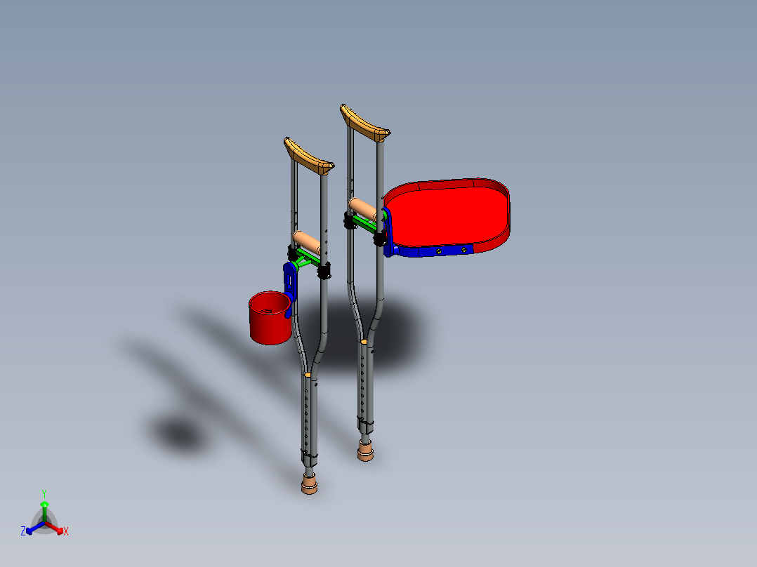 拐杖正等轴测图