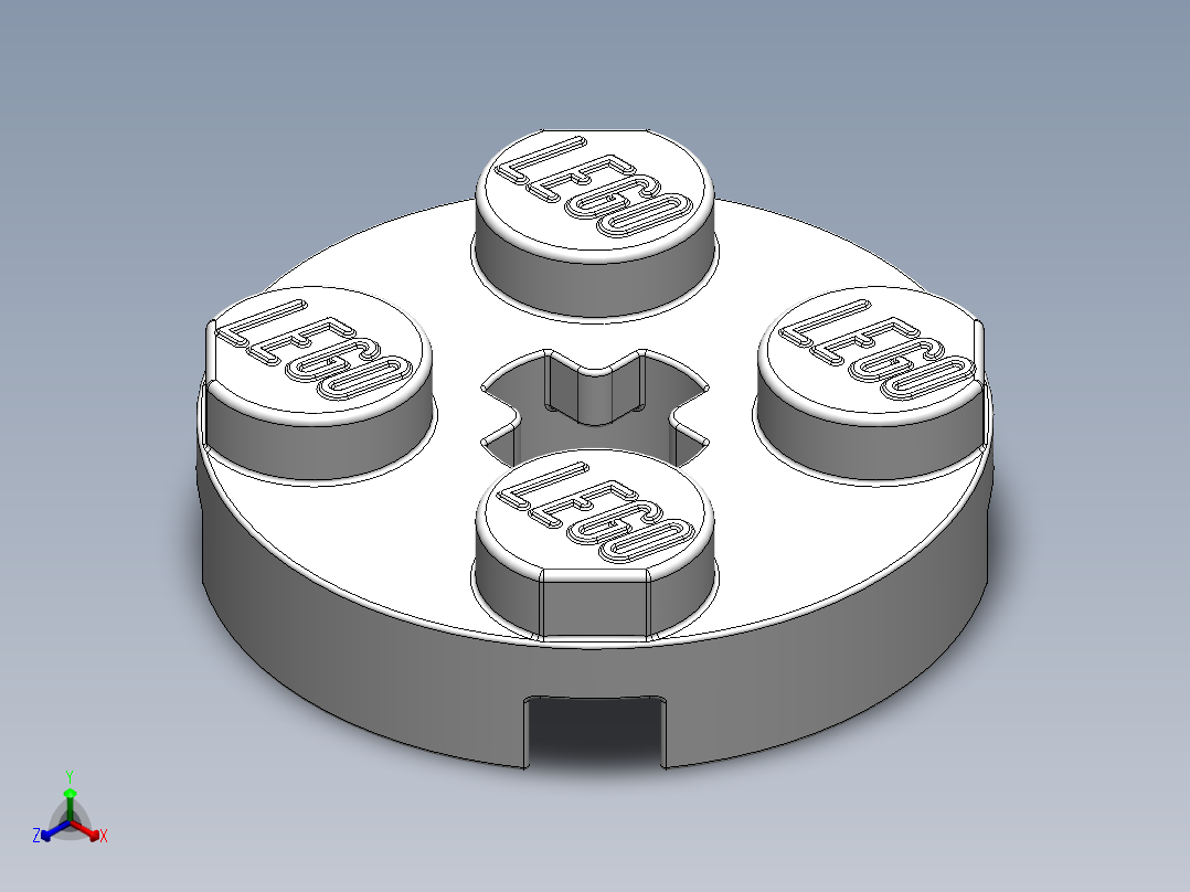 乐高零件 4032 板 2 x 2 圆形-403201 White Plate 2 x 2 Round正等轴测图