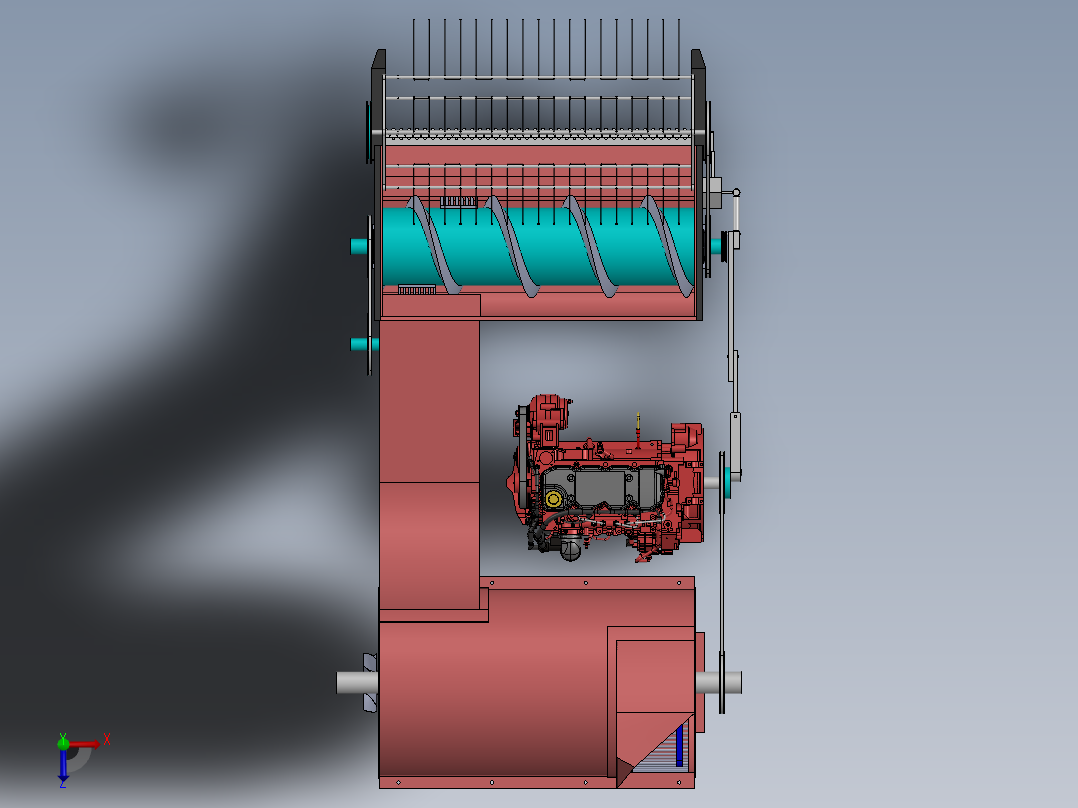 小型收割机sw13俯视图