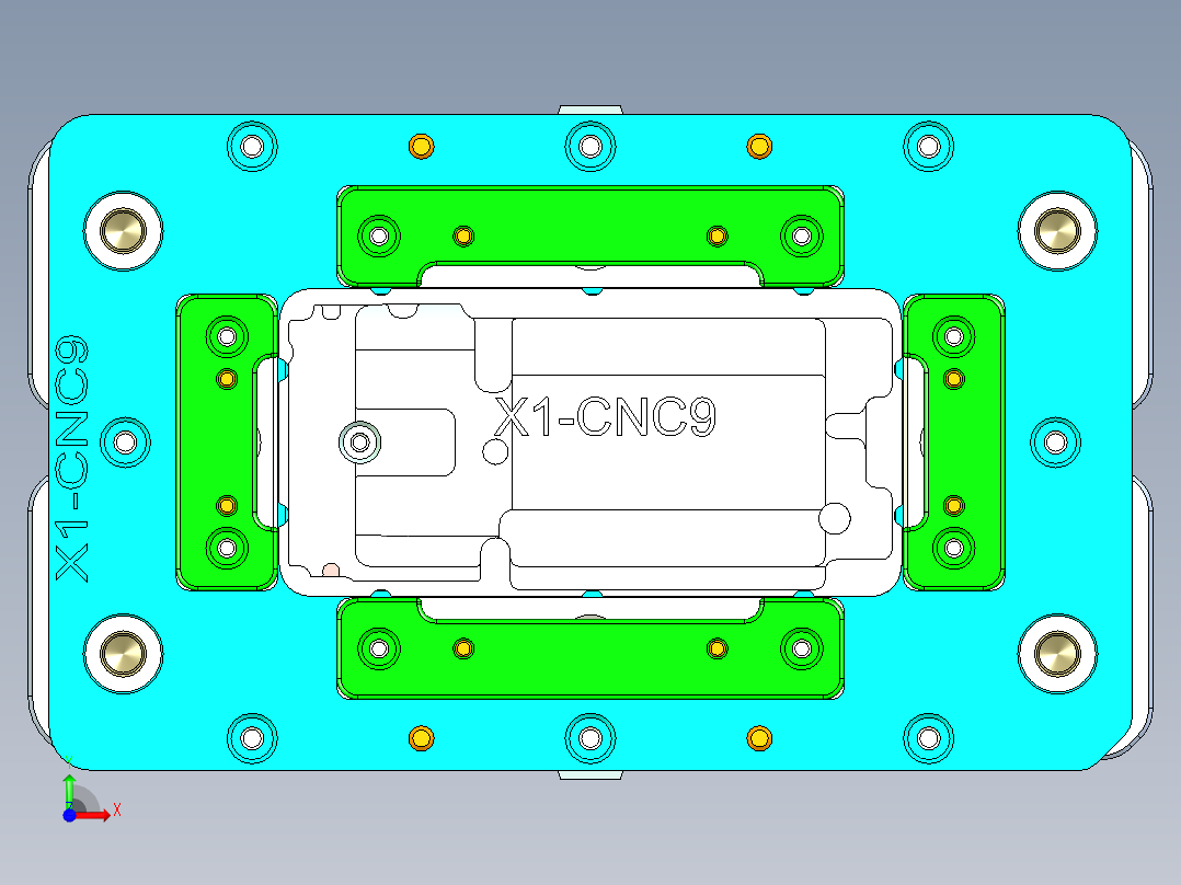 X1-CNC9笔记本CNC工装夹具三维模型-1203前视图