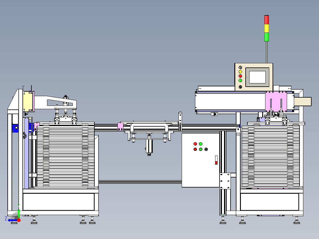 托盘上下料设备3D模型右视图