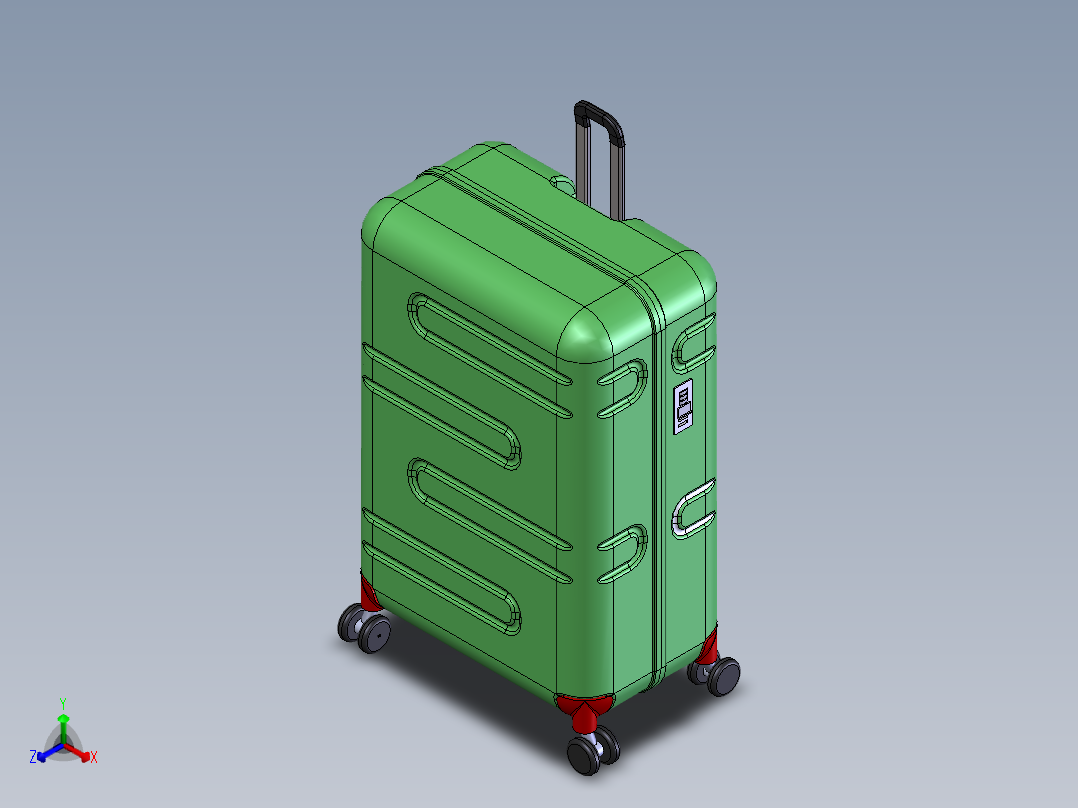 旅行箱拉杆箱正等轴测图