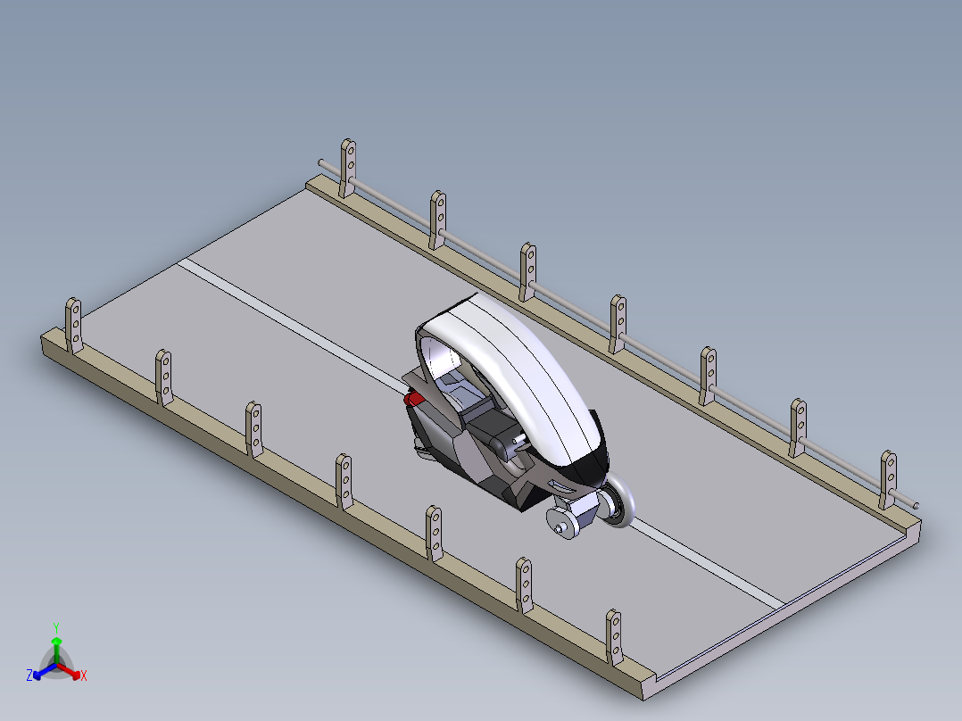 混合动力三轮摩托正等轴测图