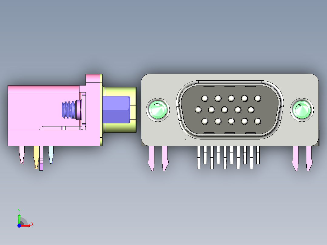 VGA-DB15型公母接口连接器前视图
