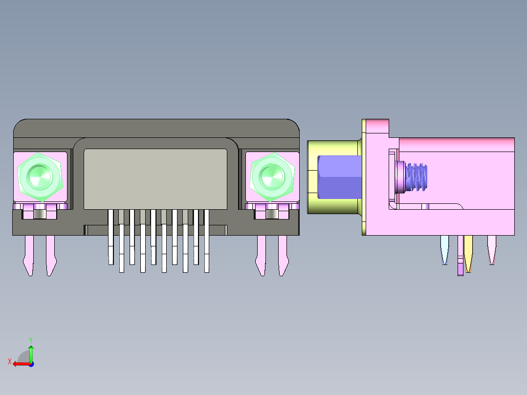 VGA-DB15型公母接口连接器后视图