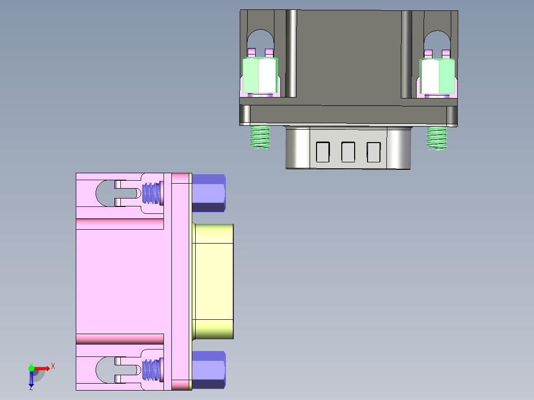 VGA-DB15型公母接口连接器俯视图
