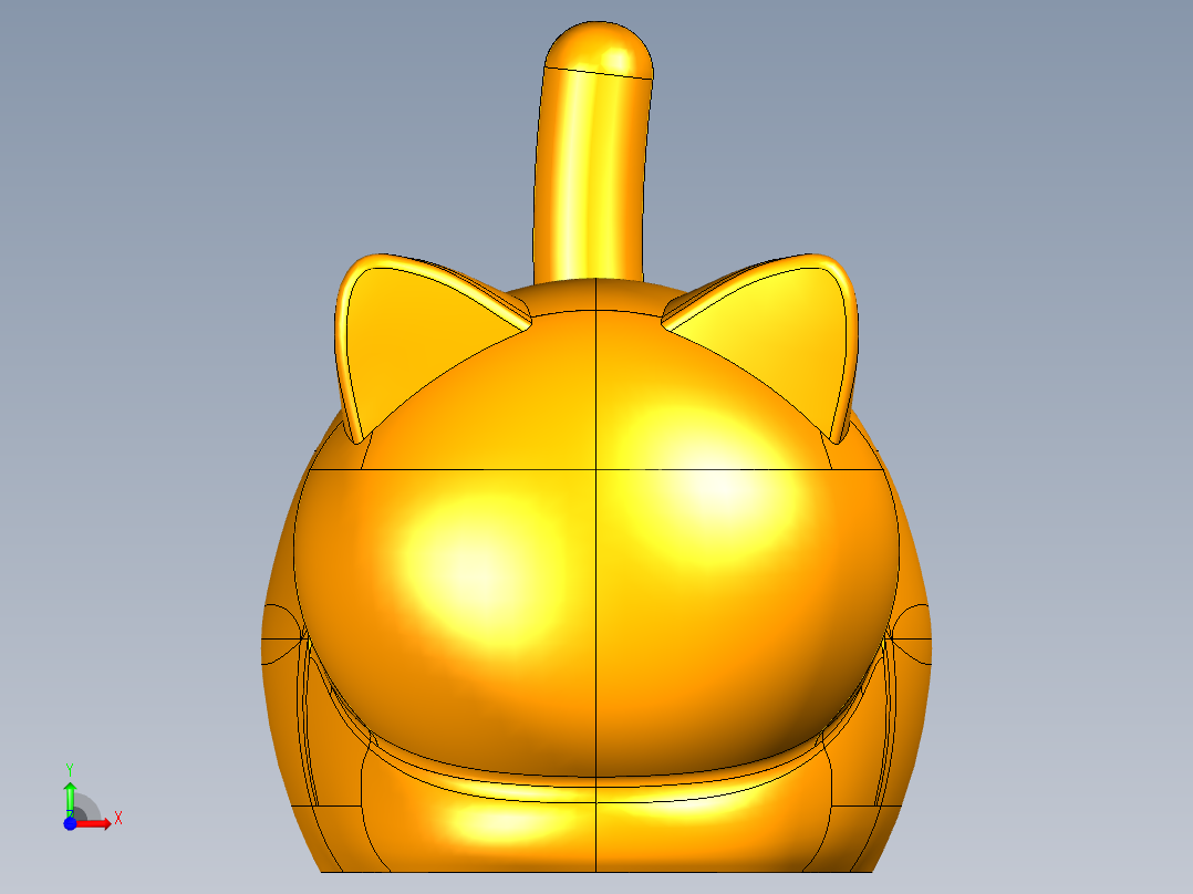 猫猫摆件带内部结构前视图