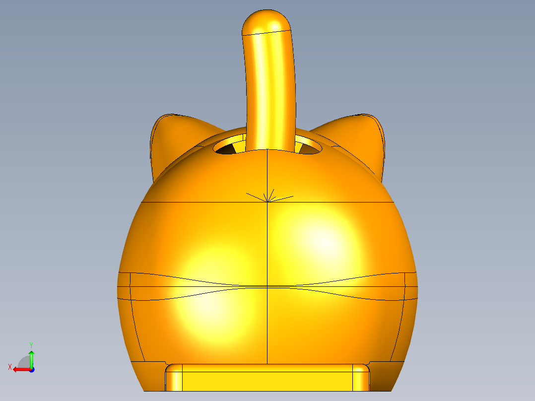 猫猫摆件带内部结构后视图