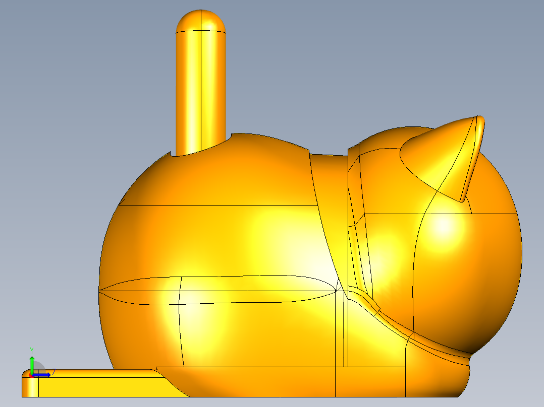 猫猫摆件带内部结构左视图