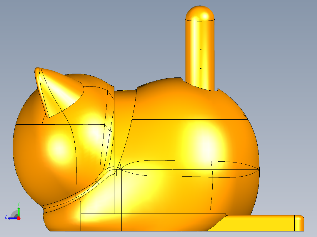 猫猫摆件带内部结构右视图