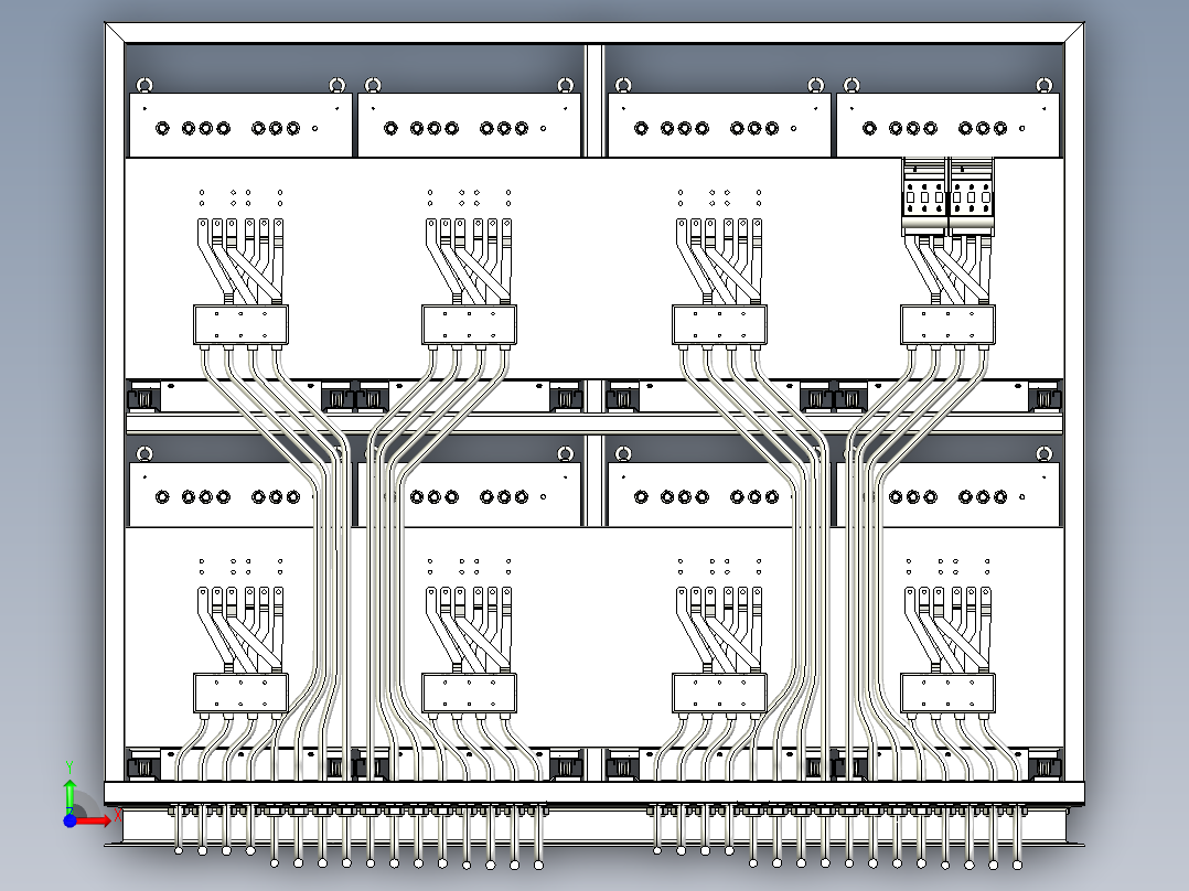 大功率充电机组系统阵列前视图