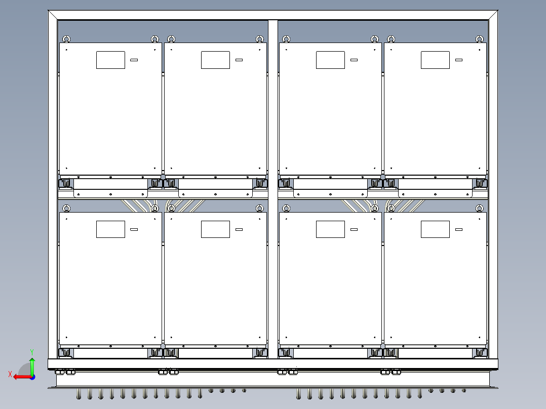 大功率充电机组系统阵列后视图