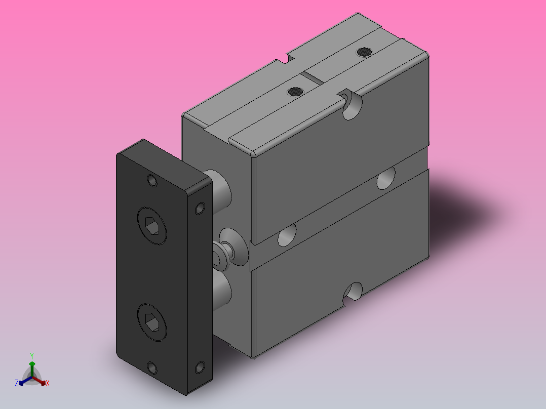 TN系列双轴气缸TN-25X10-S正等轴测图