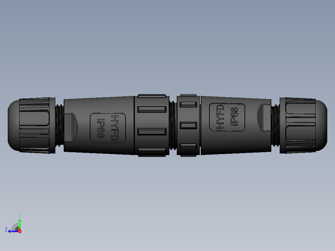 小型 5 针 4 针 3 针 2针连接器，防水等级 IP68右视图