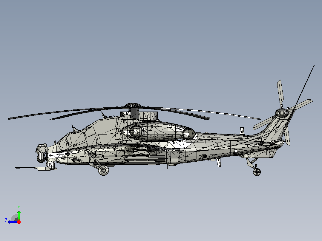 Boeing AH-64 Apache飞机右视图