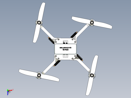 四轴无人机设计3D图纸 STEP格式俯视缩略图